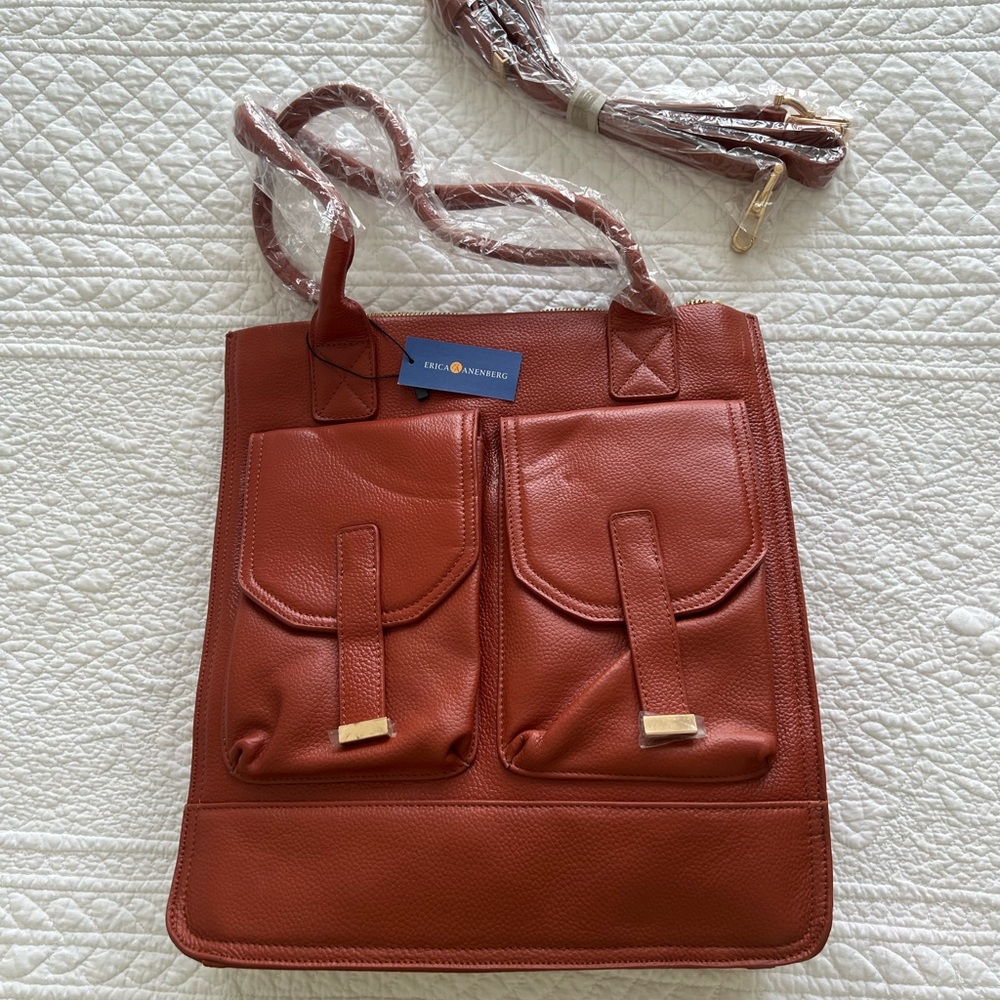 Erica Anenberg in burnt orange leather.